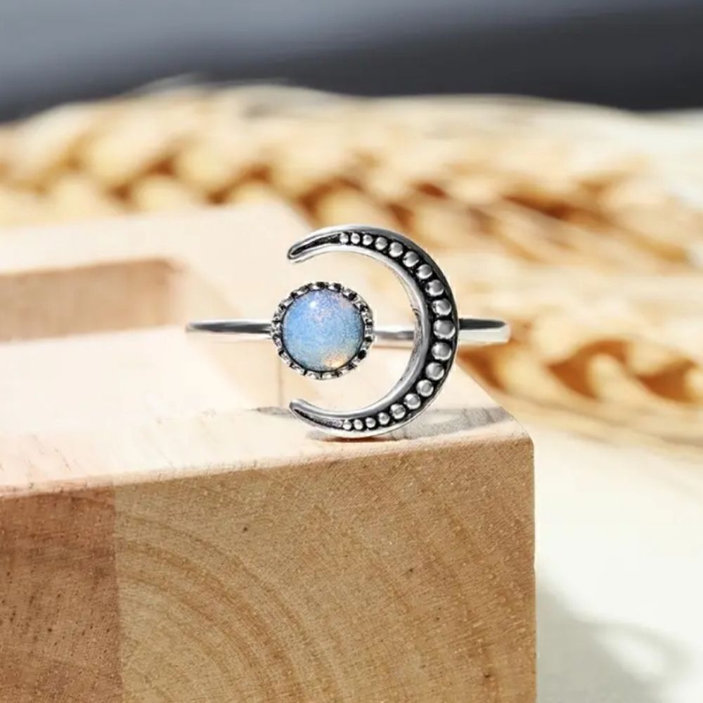 Crescent Moon Ring for Women Opening Ring Adjustable Jewelry for Gifts